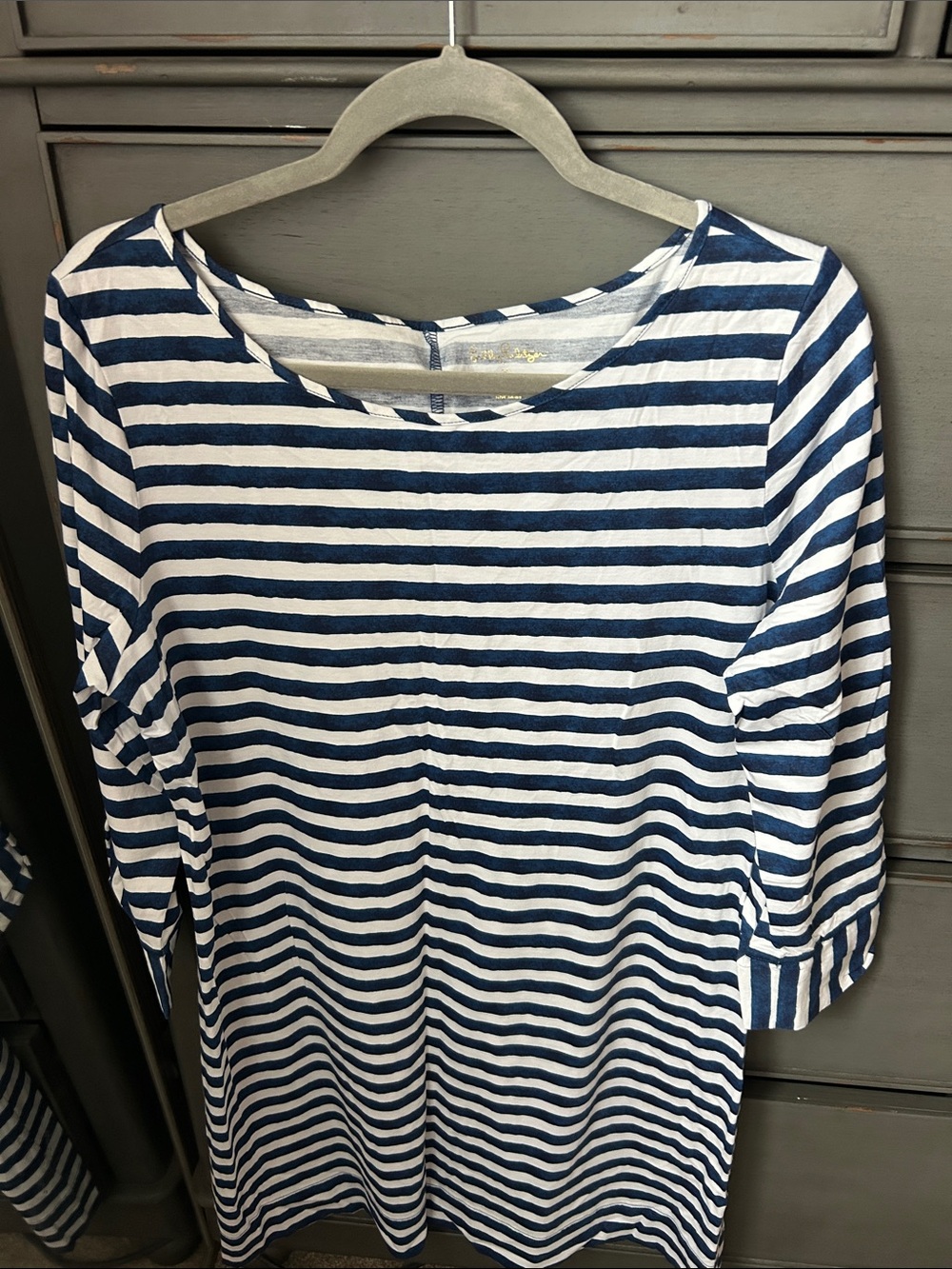 Lilly Pulitzer Navy and White Striped Long Sleeve Tee